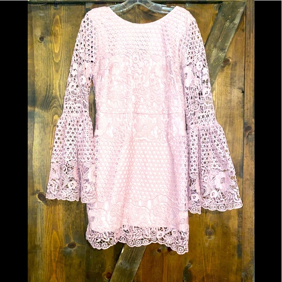 Dresses & Skirts - Boutique Dress, Pink Lace, size L, like new
